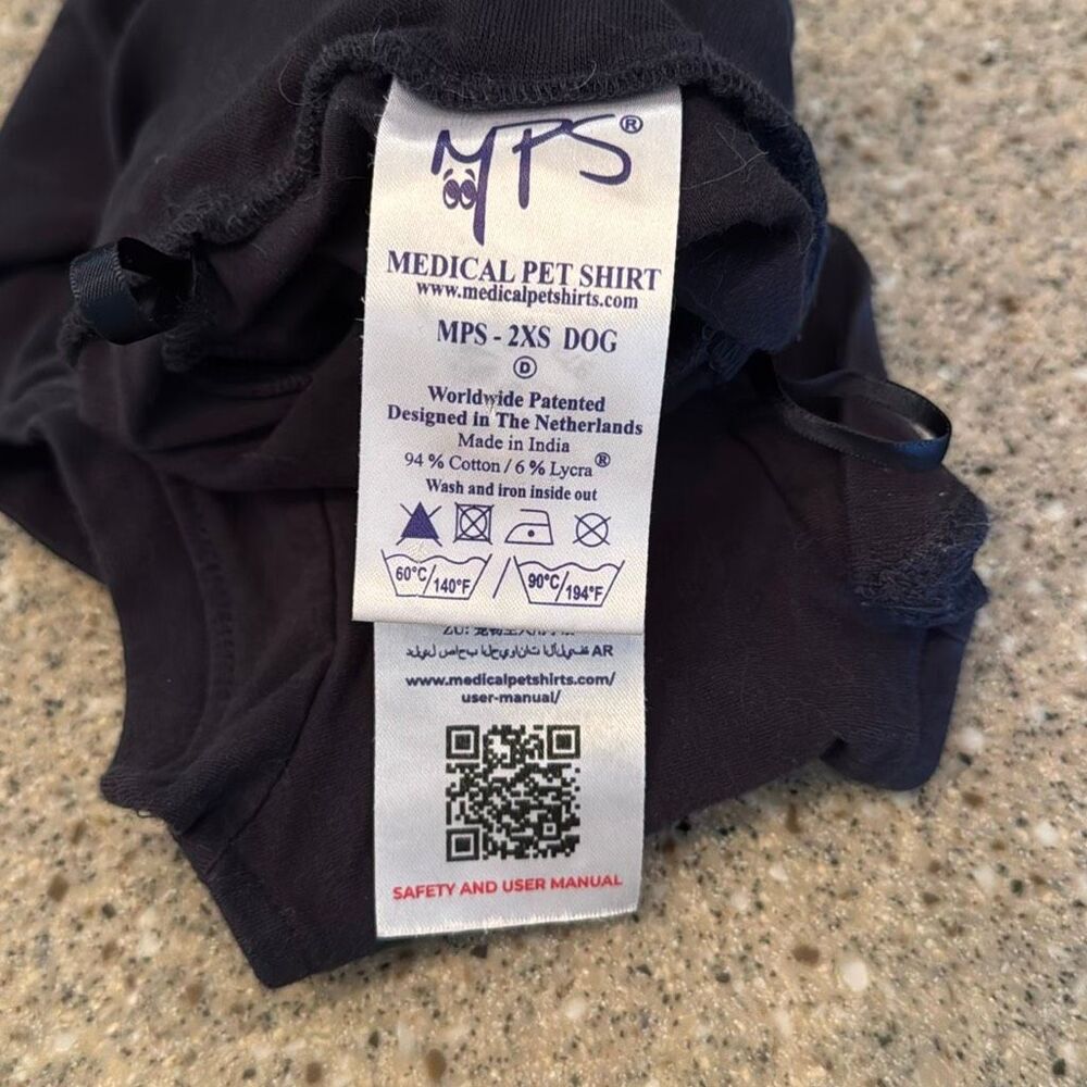 MEDICAL PET SUIT Protective Pet Shirt Dog Black XS - Picture 6 of 7